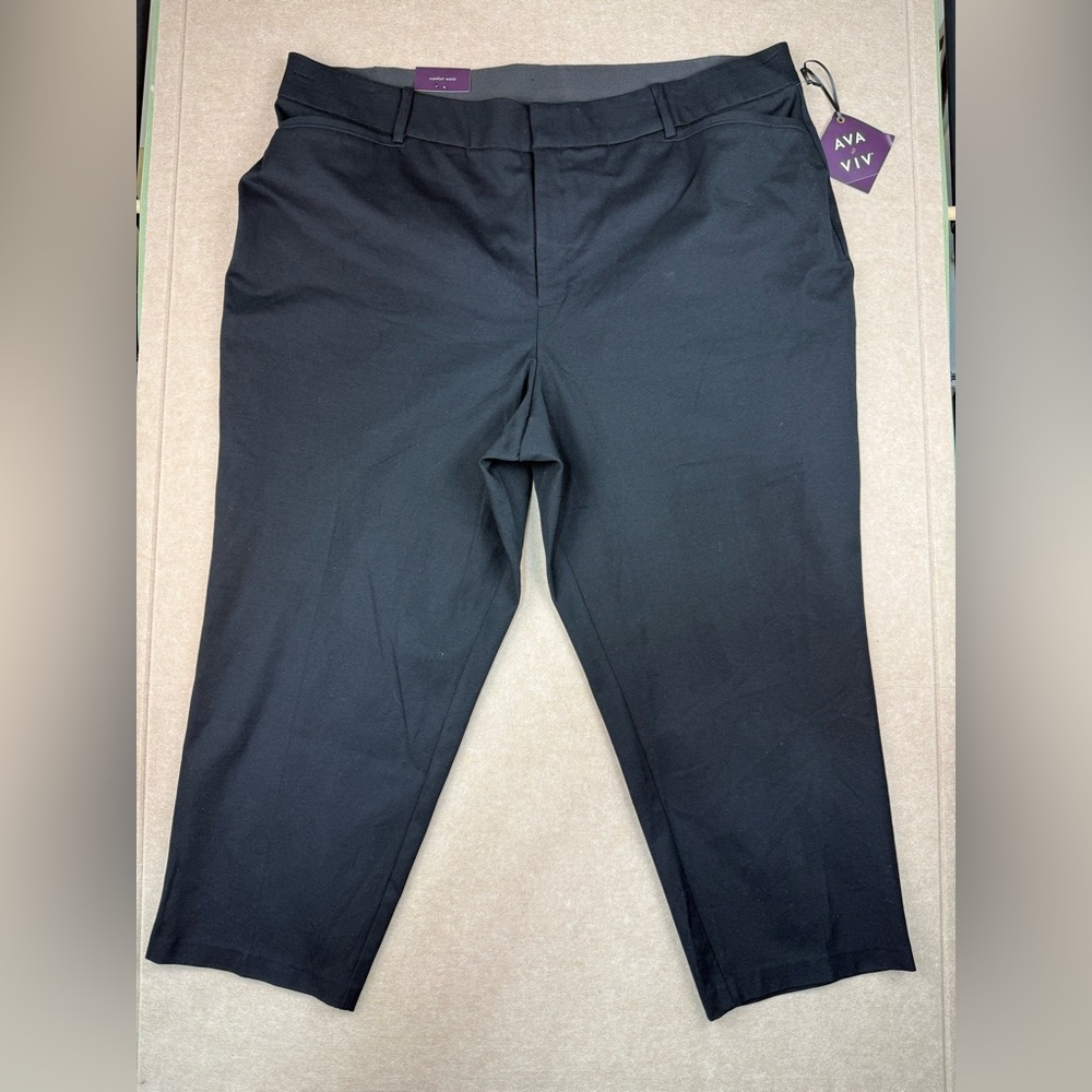 NWT Ava & Viv Women's Size 24 Black Fitted Hip & Thigh Hook Closure High‎ Rise